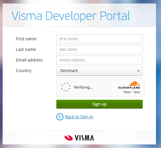 Sign-up for Visma Connect